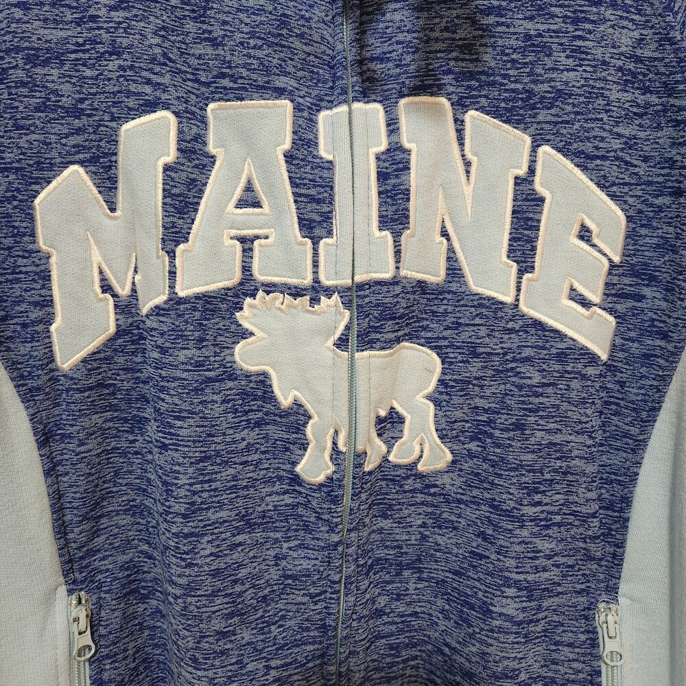 Maine Logo Full Zip Sweatshirt Newengland Autumn Fall Vibes Blue Women's Medium - Picture 8 of 10